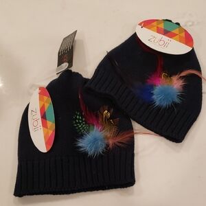 Kids Zubii Navy Beanie with Colorful pom pom